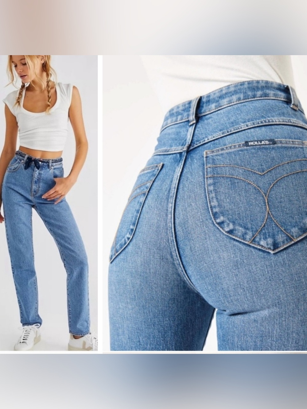 ROLLAS Dusters High Rise Slim Blue Denim Jeans Organic Cotton 31